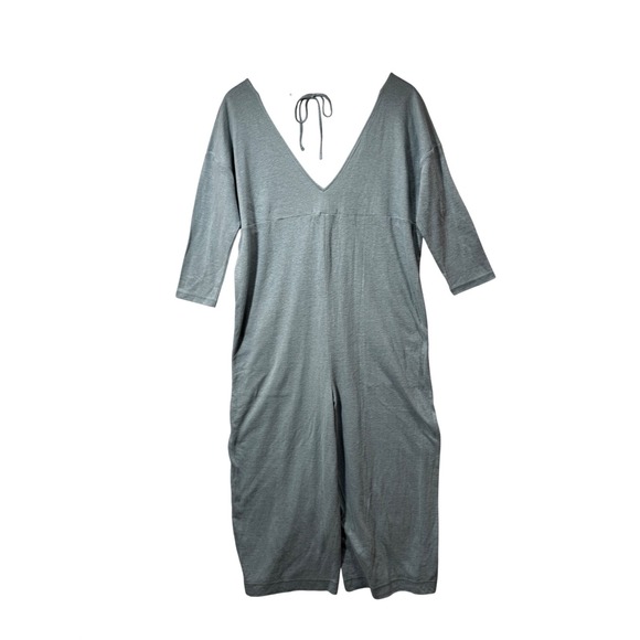 Free People FP Beach Linen Blend V-Neck Jumpsuit Romper Green XS - Picture 9 of 9